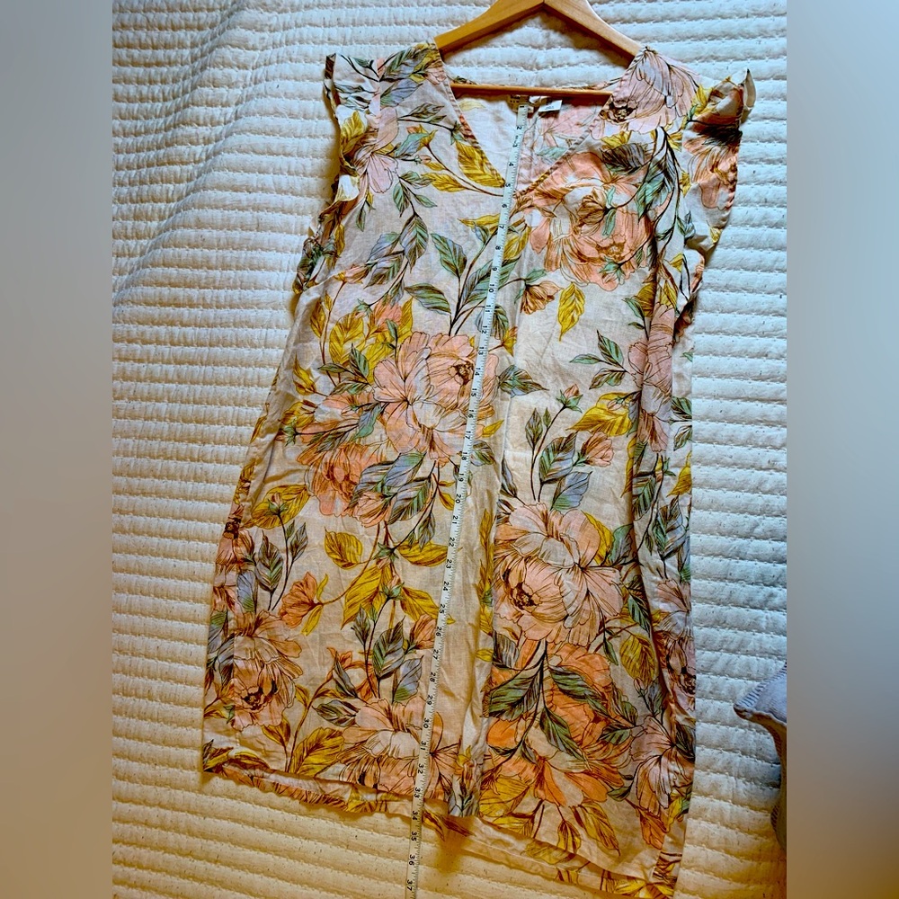 Floral 100% Linen Short Wedding Guest Dress
